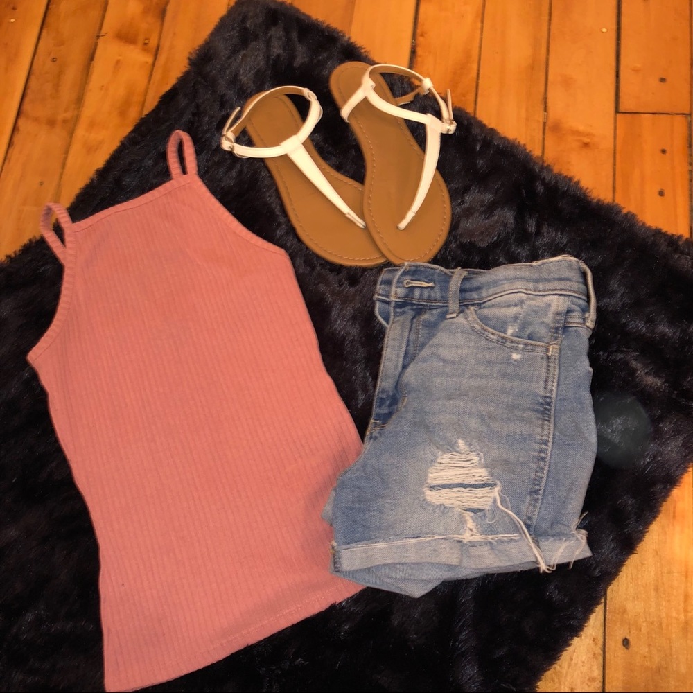 Ribbed Pink Tank Top